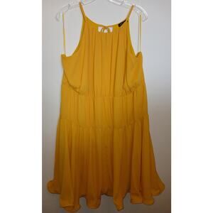 New 6th & Lane Mustard Yellow Sundress Strappy Dress 18 1X Goldenrod Tiered Boho